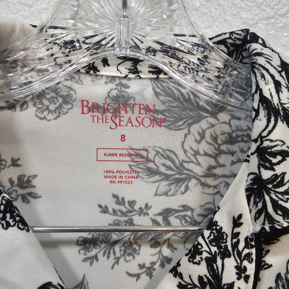 Brighten The Season Girls Floral Bow Nightgown Button Front Sleep Shirt White 8